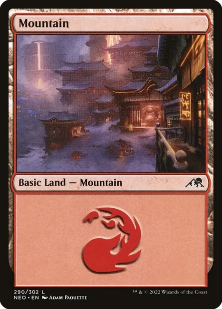 Mountain, Magic card NEO 290 — Kamigawa: Neon Dynasty set
