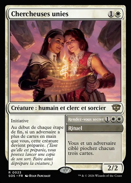 Chercheuses unies // Secret Rendezvous, carte Magic SOS 23 — extension Secrets of Strixhaven