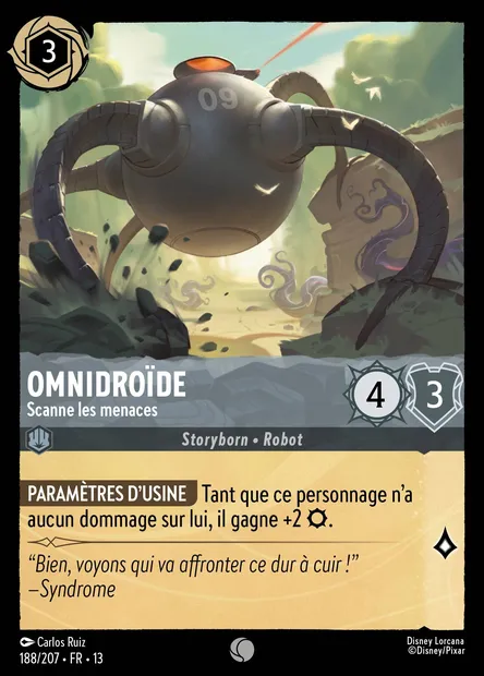 Omnidroïde - Scanne les menaces, carte Disney Lorcana CH13-188 — extension Invasion Epineuse!