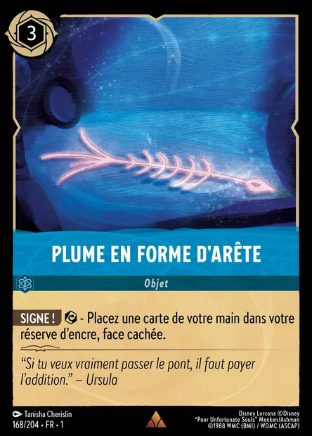 Plume en forme d'arête, carte Disney Lorcana CH1-168 — extension Premier Chapitre