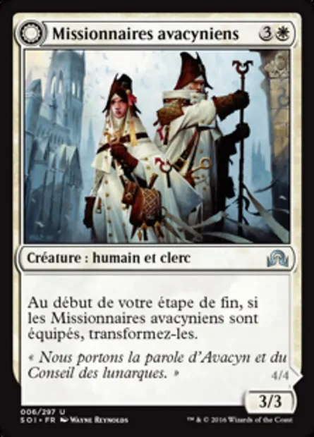 Missionnaires avacyniens // Inquisiteurs lunarques, carte Magic SOI 6 — extension Ténèbres sur Innistrad