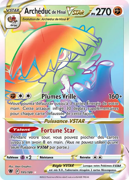 Archéduc de Hisui VSTAR, carte Pokémon ASR 195 — extension Astres Radieux