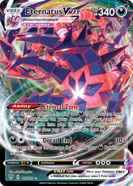 Eternatus VMAX, Pokémon card DAA 117 — Darkness Ablaze set