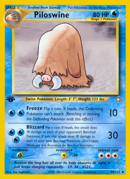 Piloswine, Pokémon card NG 44 — Neo Genesis set