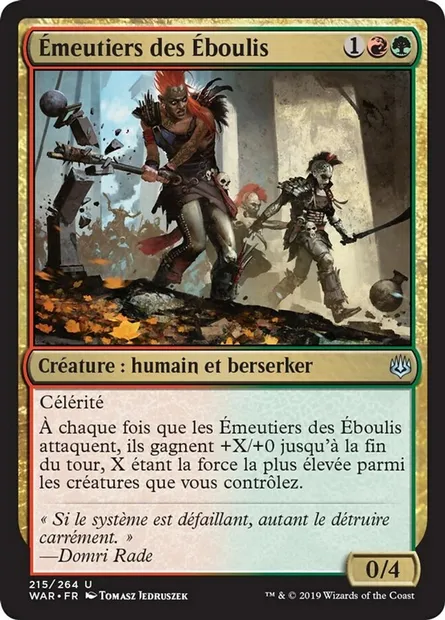 Émeutiers des Éboulis, carte Magic WAR 215 — extension La guerre des Planeswalkers
