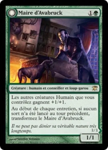 Maire d'Avabruck // Alpha hurlemeute, carte Magic ISD 193 — extension Innistrad