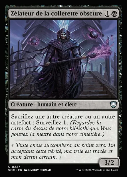 Zélateur de la collerette obscure, carte Magic SOC 227 — extension Secrets of Strixhaven Commander