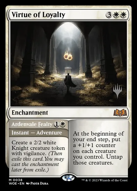 Virtue of Loyalty // Ardenvale Fealty, Magic card PWOE 38p — Wilds of Eldraine Promos set