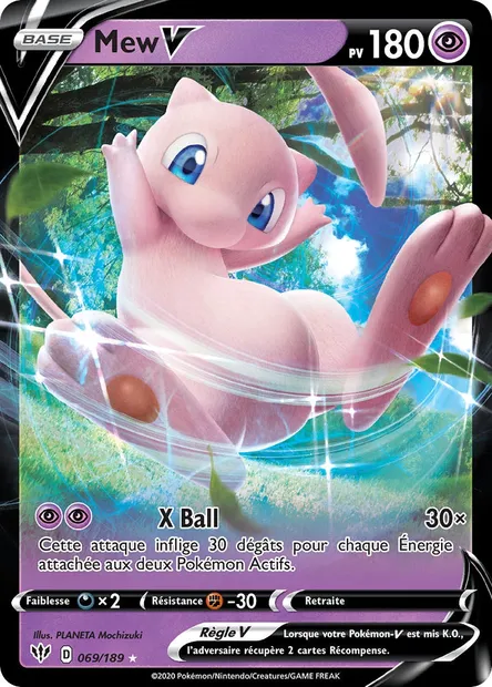 Mew V, carte Pokémon DAA 69 — extension Ténèbres Embrasées