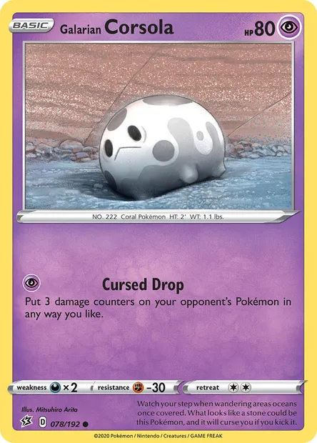 Galarian Corsola, Pokémon card RCL 78 — Rebel Clash set