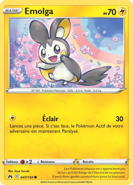 Emolga, carte Pokémon CRZ 047 — extension Zénith Suprême