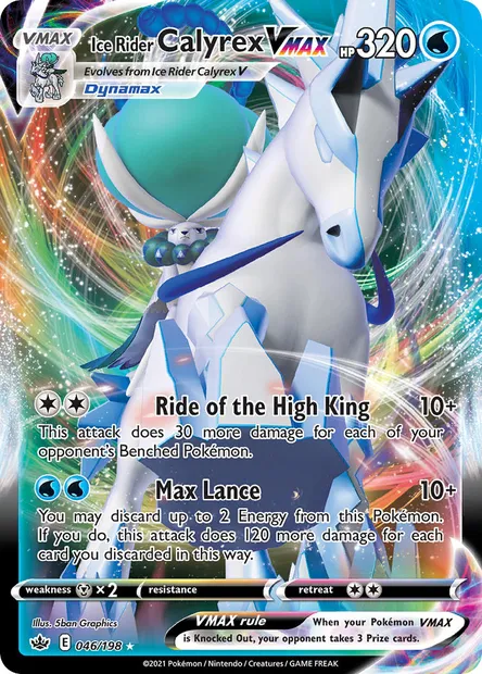 Ice Rider Calyrex VMAX, Pokémon card CRE 46 — Chilling Reign set