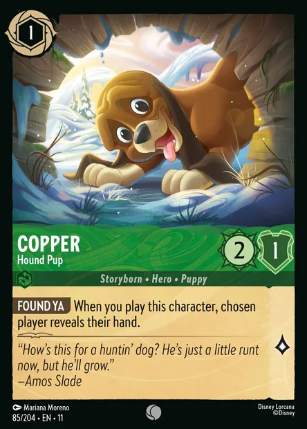 Copper - Hound Pup, Disney Lorcana card CH11-085 — Winterspell set