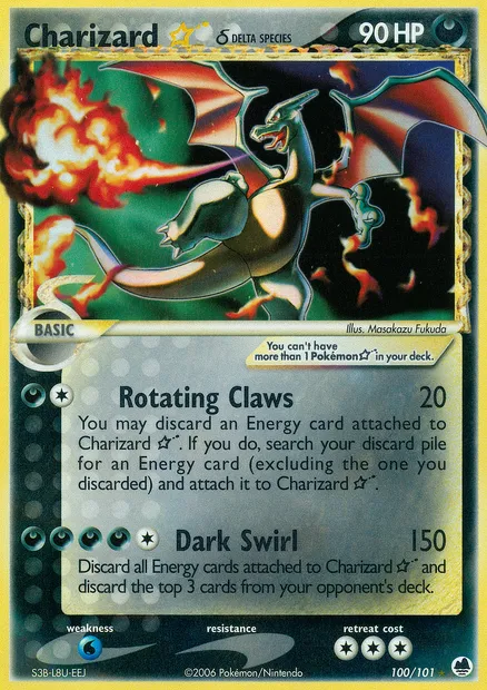 Charizard ☆ δ, Pokémon card DF 100 — Dragon Frontiers set