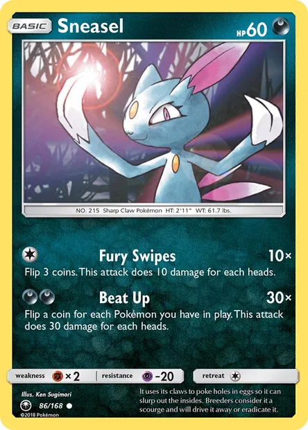 Sneasel, Pokémon card CES 86 — Celestial Storm set