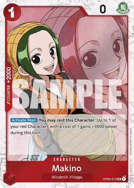 Makino, One Piece card OP02-015 — PARAMOUNT WAR set