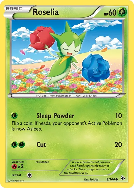 Roselia, Pokémon card FLF 8 — Flashfire set