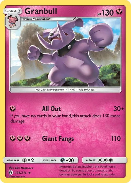 Granbull, Pokémon card LOT 138 — Lost Thunder set