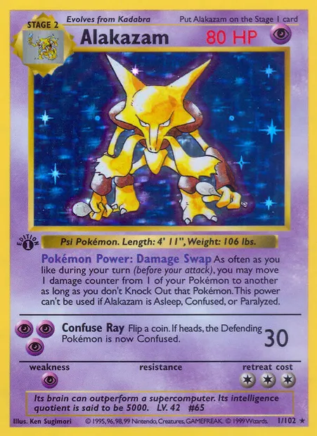Alakazam, Pokémon card BS 1 — Base Set set