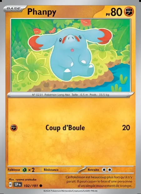 Phanpy, carte Pokémon SSP 102 — extension Étincelles Déferlantes