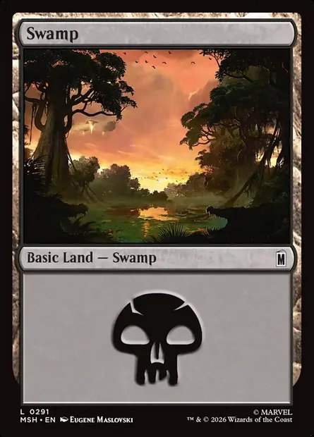 Swamp, Magic card MSH 291 — Marvel Super Heroes set