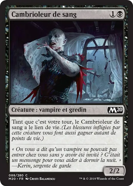 Cambrioleur de sang, carte Magic M20 88 — extension Core Set 2020