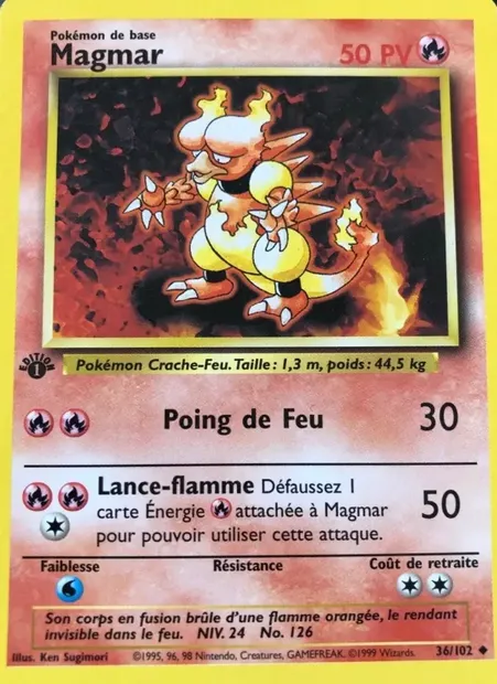 Magmar, carte Pokémon BS 36 — extension Set de Base