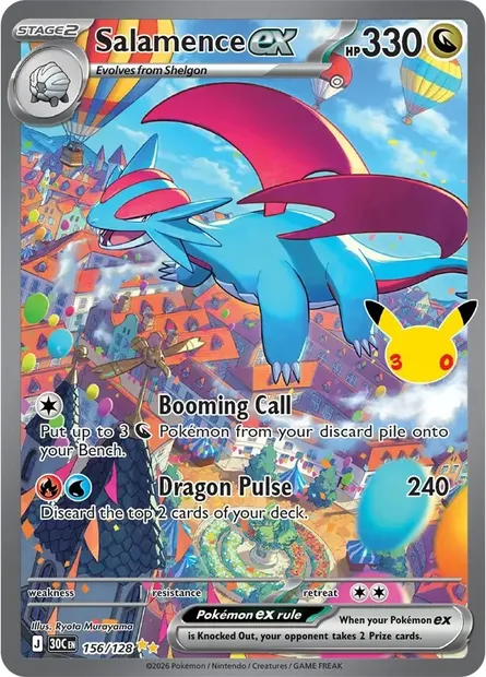 Salamence ex, Pokémon card 30C 156 — 30th Celebration set