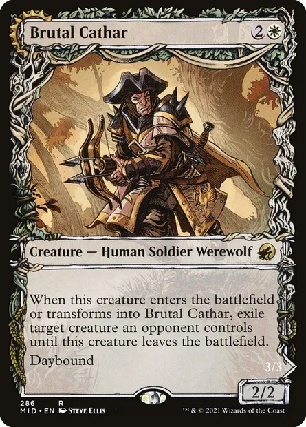 Brutal Cathar // Moonrage Brute, Magic card MID 286 — Innistrad: Midnight Hunt set