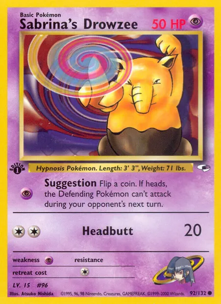 Sabrina's Drowzee, carte Pokémon GH 92 — extension Gym Heroes