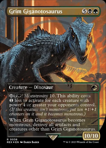 Grim Giganotosaurus, Magic card REX 36 — Jurassic World Collection set