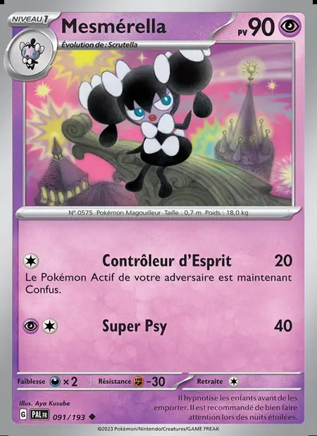 Mesmérella, carte Pokémon PAL 091 — extension Évolutions à Paldea