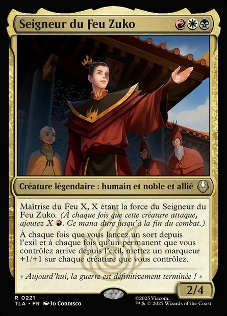 Seigneur du Feu Zuko, carte Magic TLA 221 — extension Avatar: The Last Airbender