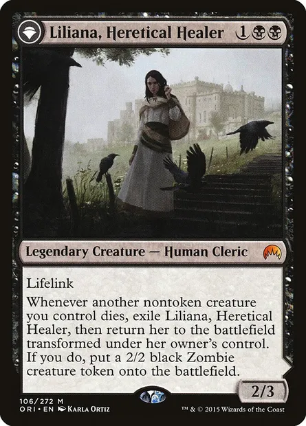 Liliana, Heretical Healer // Liliana, Defiant Necromancer, Magic card ORI 106 — Magic Origins set