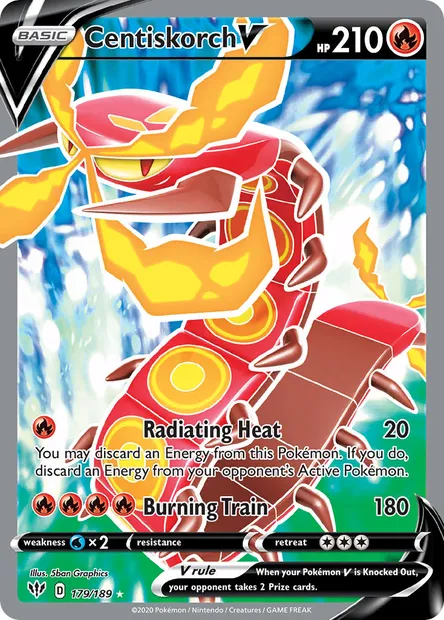 Centiskorch V, Pokémon card DAA 179 — Darkness Ablaze set