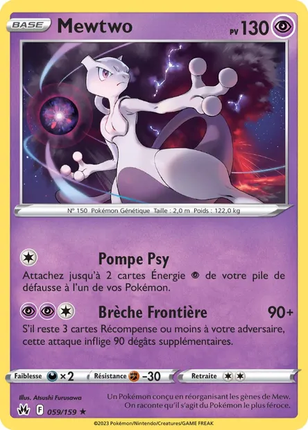 Mewtwo, carte Pokémon CRZ 059 — extension Zénith Suprême
