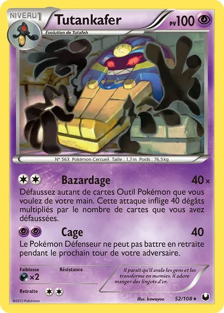 Tutankafer, carte Pokémon DEX 52 — extension Explorateurs Obscurs