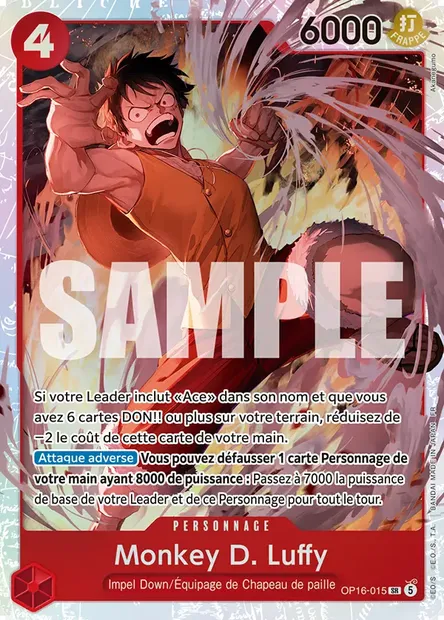 Monkey D. Luffy, carte One Piece OP16-015 — extension L'HEURE DE LA BATAILLE DÉCISIVE