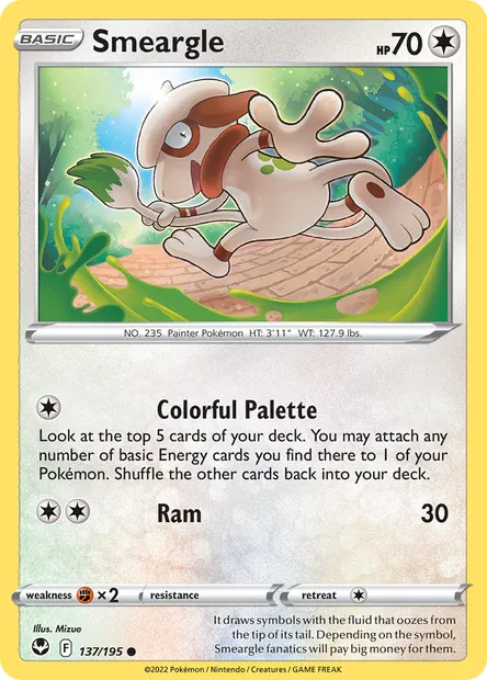 Smeargle, Pokémon card SIT 137 — Silver Tempest set