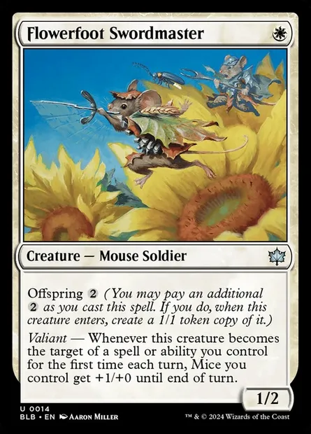 Flowerfoot Swordmaster, Magic card BLB 14 — Bloomburrow set