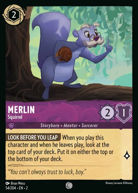 Merlin - Squirrel, Disney Lorcana card CH2-054 — Rise of the Floodborn set