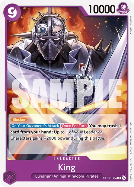 King, One Piece card OP17-064 — THE WORLD’S STRONGEST WARRIORS set