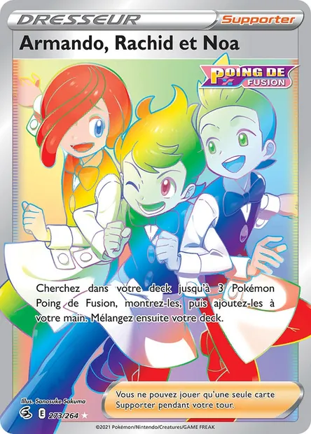 Armando, Rachid et Noa, carte Pokémon FST 273 — extension Poing de Fusion