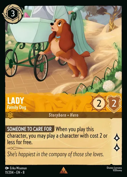 Lady - Family Dog, Disney Lorcana card CH8-011 — The Reign of Jafar set