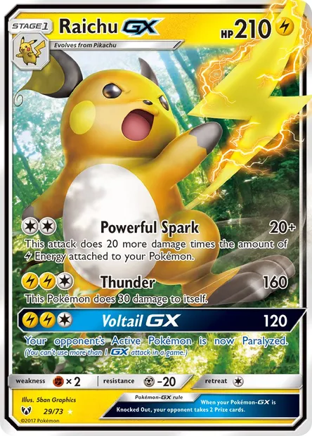 Raichu GX, Pokémon card SLG 29 — Shining Legends set