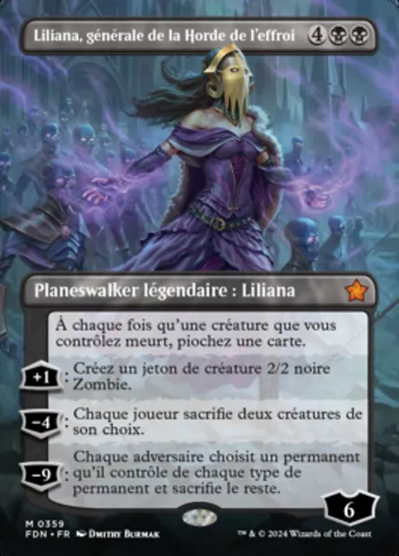 Liliana, générale de la Horde de l'effroi, carte Magic FDN 359 — extension Foundations