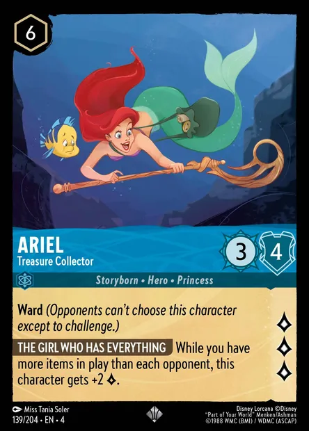 Ariel - Treasure Collector, Disney Lorcana card CH4-139 — Ursula's Return set