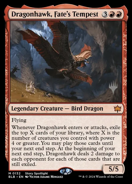 Dragonhawk, Fate's Tempest, Magic card PBLB 132p — Bloomburrow Promos set