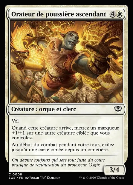 Orateur de poussière ascendant, carte Magic SOS 8 — extension Secrets of Strixhaven
