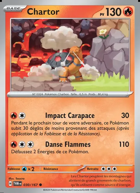Chartor, carte Pokémon TWM 030 — extension Mascarade Crépusculaire